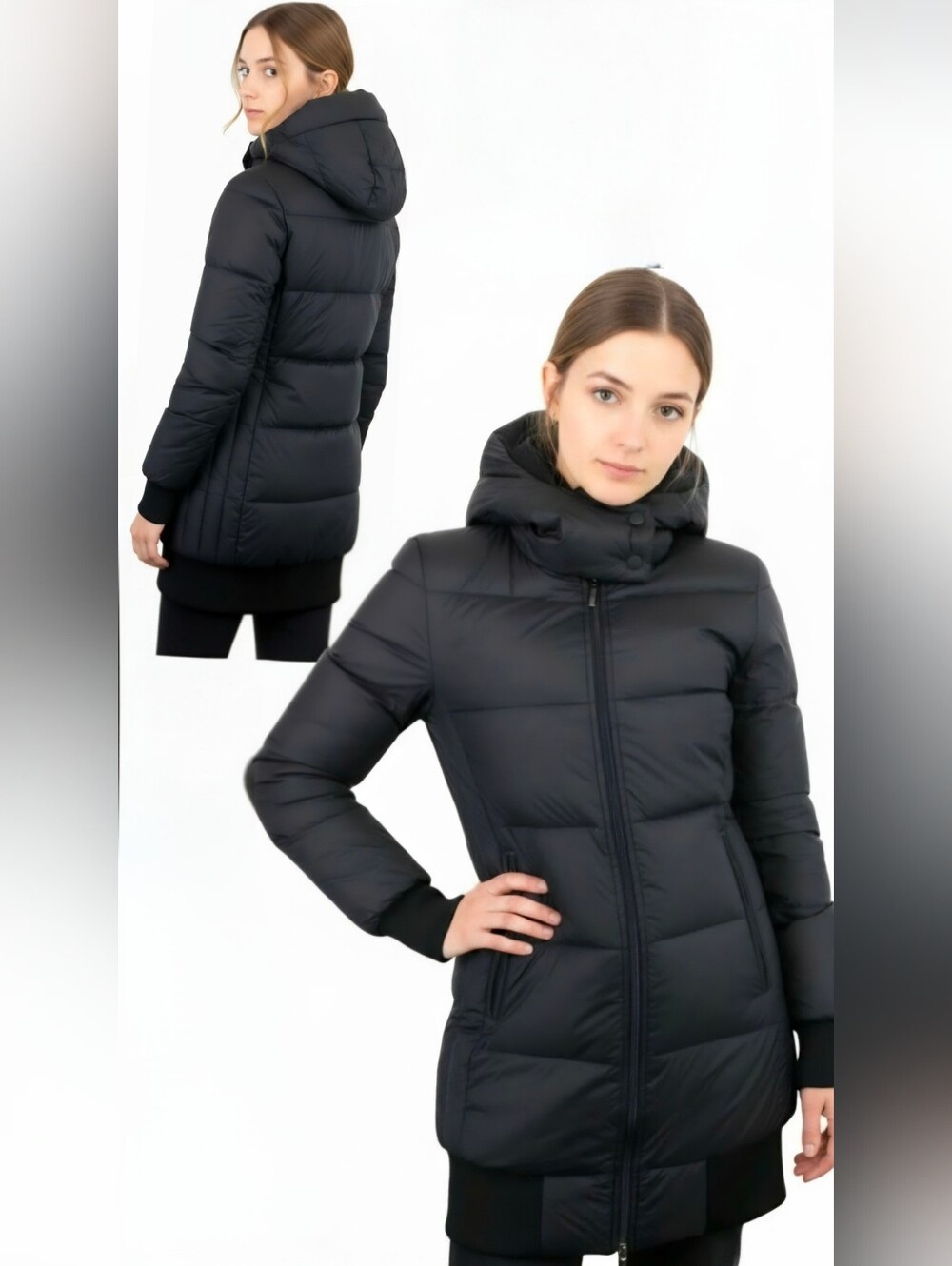 COP. COPINE Down Jacket Insulated Hooded Zip Fly Coat, Black, EU 36 US Small NWT